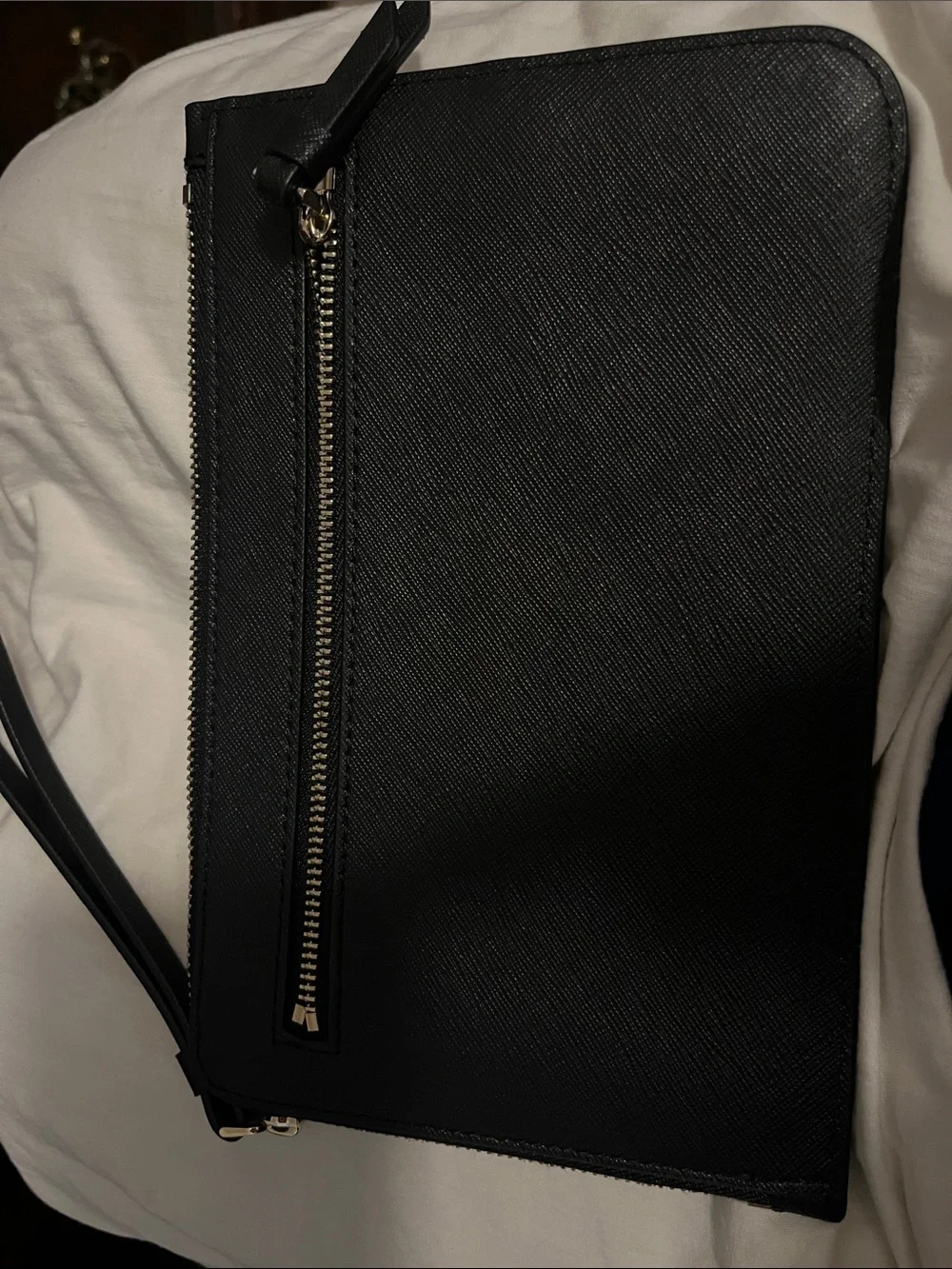 kate spade Black Leather Wristlet Pouch with Strap
